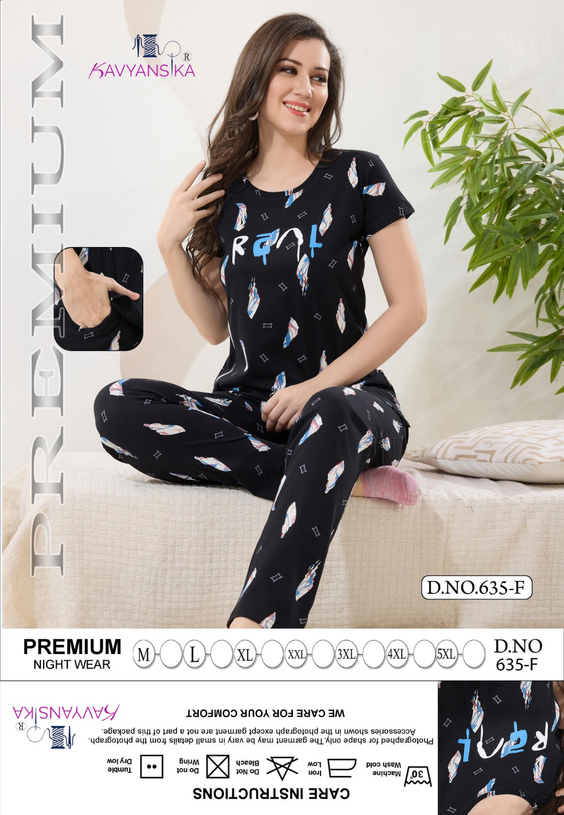 Print Design 635 Kavyansika Hosiery Cotton Pyjama Night Suits Exporter India