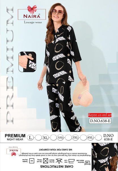 Print Design 638 Naira Kavyansika Reyon Co Ord Set Exporter