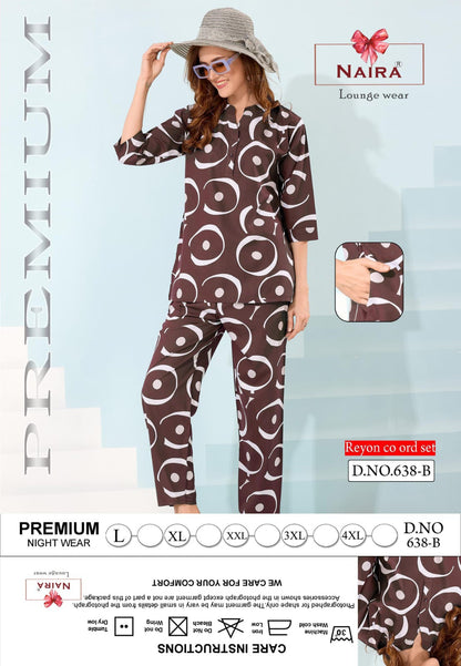 Print Design 638 Naira Kavyansika Reyon Co Ord Set Exporter