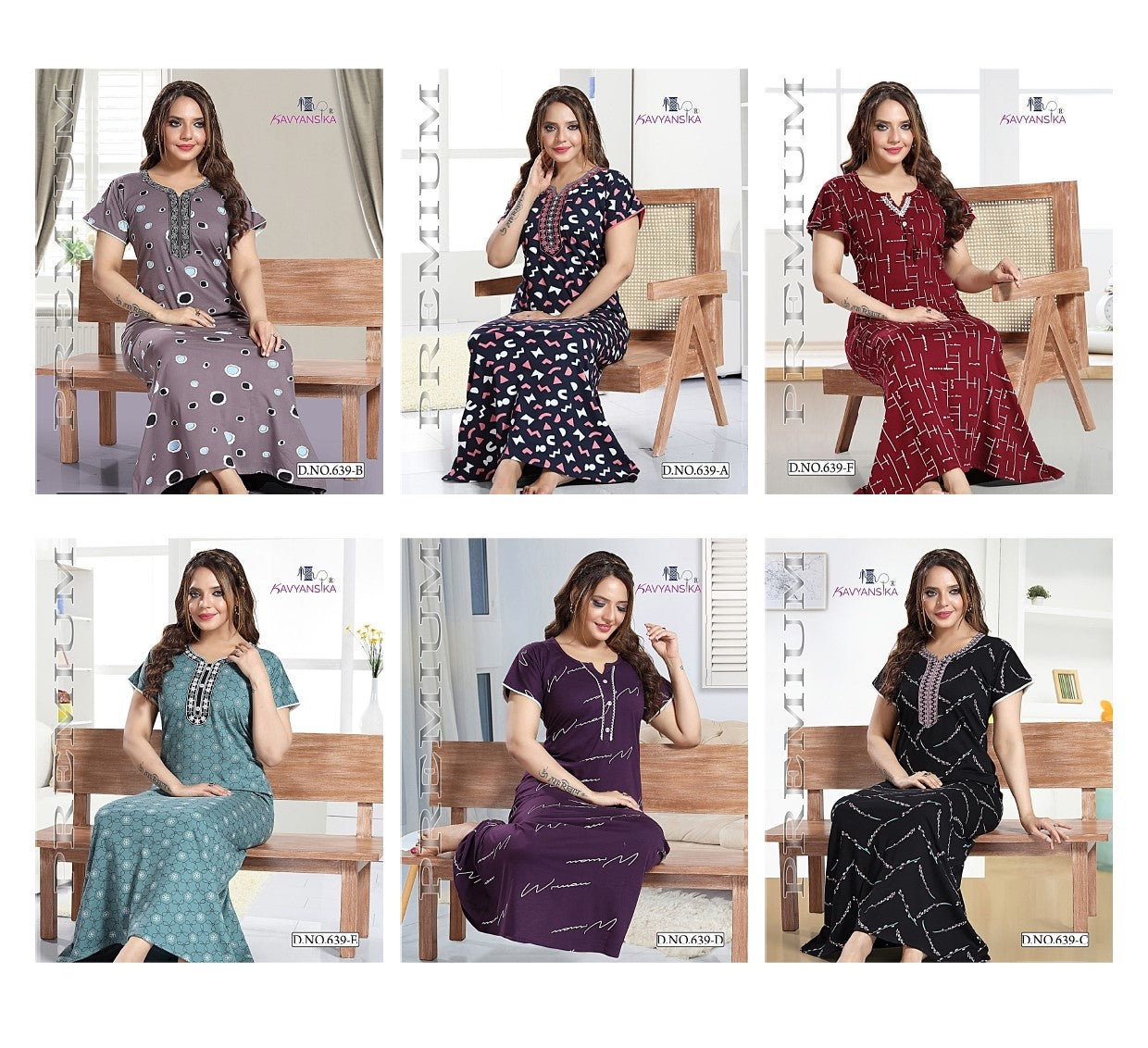 Print Design 639 Kavyansika Hosiery Cotton Night Gowns Exporter India