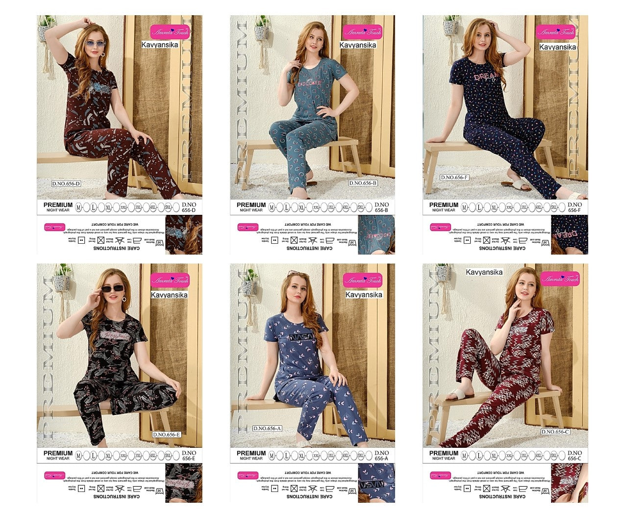 Print Design 656 Kavyansika Hosiery Cotton Pyjama Night Suits Exporter Gujarat