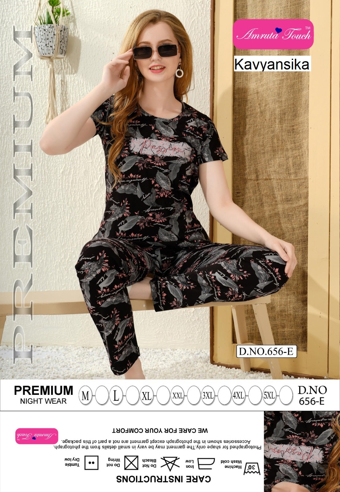 Print Design 656 Kavyansika Hosiery Cotton Pyjama Night Suits Exporter Gujarat