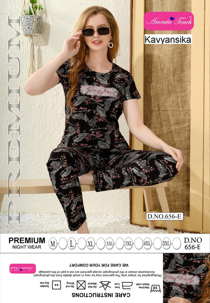 Print Design 656 Kavyansika Hosiery Cotton Pyjama Night Suits Exporter Gujarat