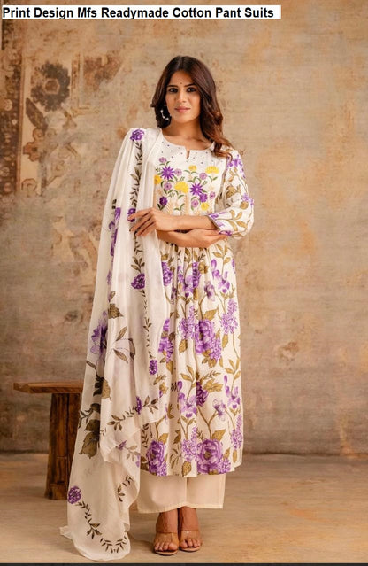 Print Design Mfs Readymade Cotton Pant Suits Manufacturer Gujarat
