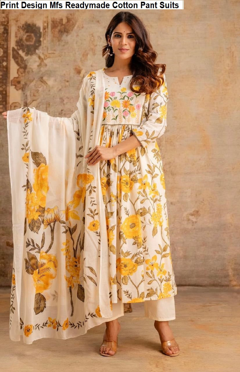 Print Design Mfs Readymade Cotton Pant Suits Manufacturer Gujarat