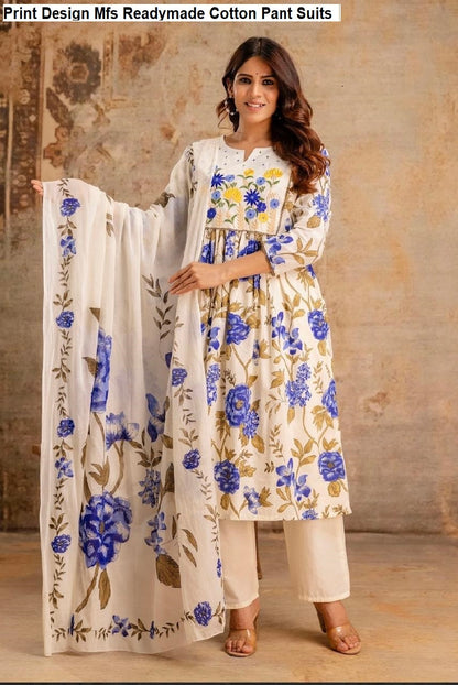 Print Design Mfs Readymade Cotton Pant Suits Manufacturer Gujarat