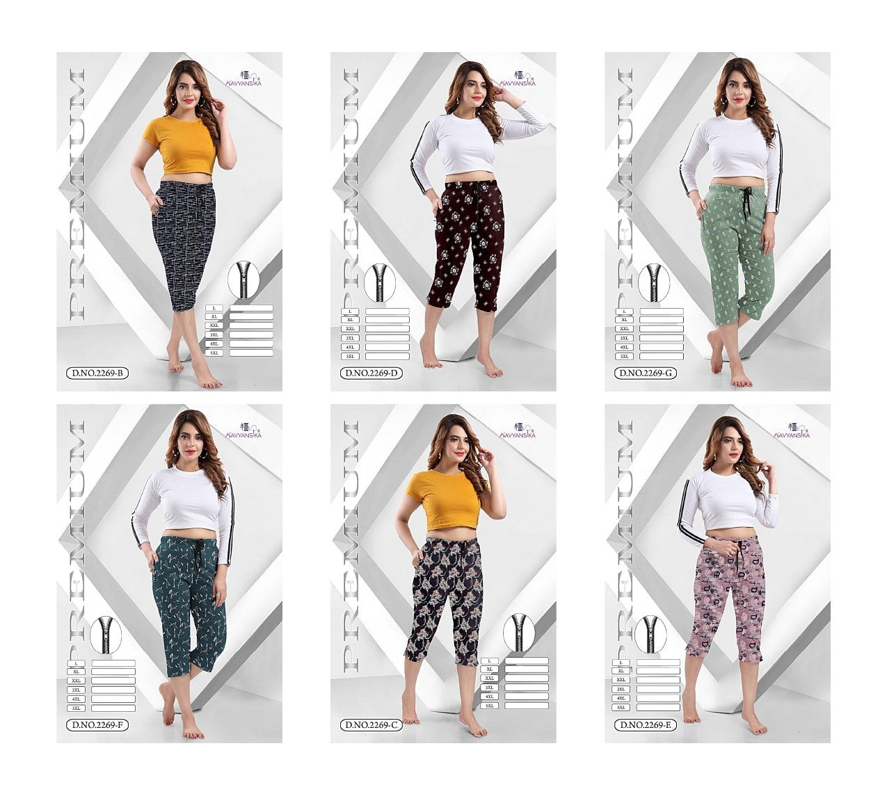 Print Design No 2269 Kavyansika Hosiery Cotton Womens Capri Supplier Gujarat