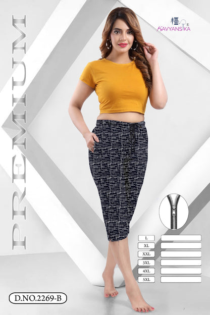 Print Design No 2269 Kavyansika Hosiery Cotton Womens Capri Supplier Gujarat