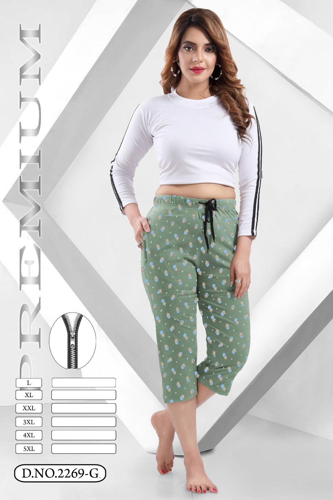 Print Design No 2269 Kavyansika Hosiery Cotton Womens Capri Supplier Gujarat