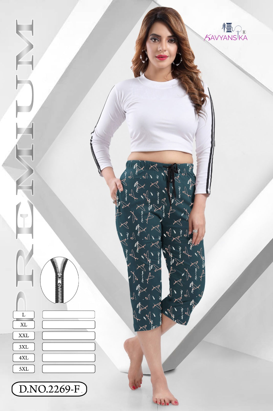 Print Design No 2269 Kavyansika Hosiery Cotton Womens Capri Supplier Gujarat