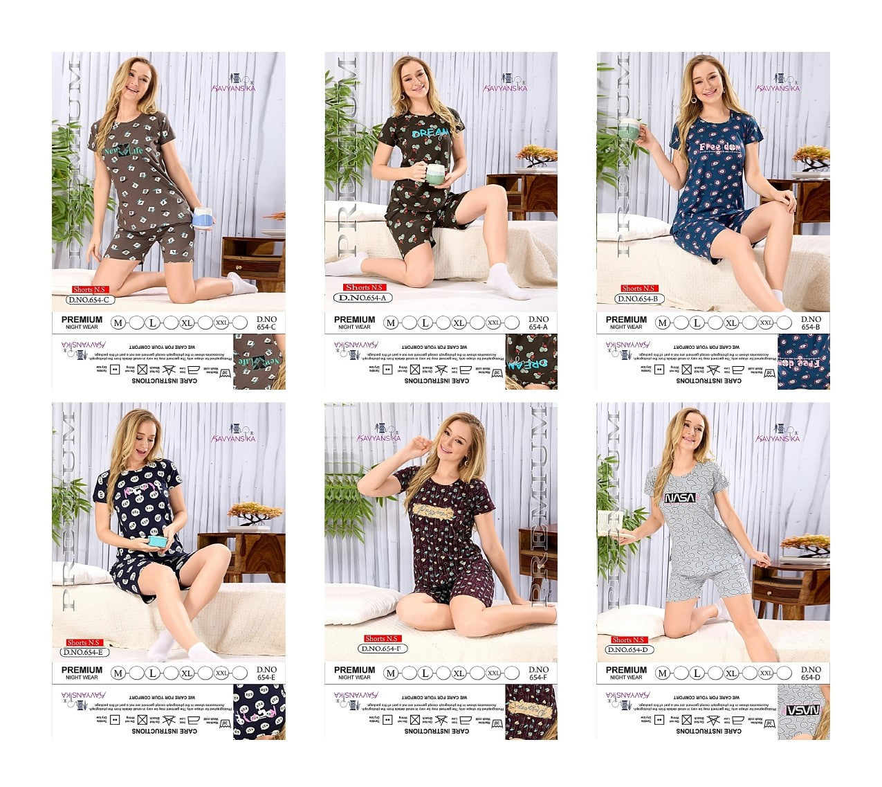 Print Design No 654 Kavyansika Hosiery Shorts Night Suits Wholesale