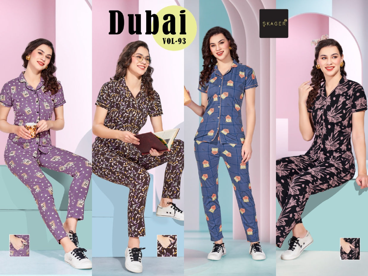 Print Dubai Vol 93 Skager Hosiery Cotton Collar Night Suits Exporter Ahmedabad