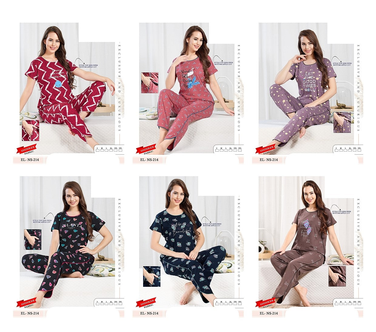 Print El Ns 214 Mnt Sinker Pyjama Night Suits Supplier Ahmedabad