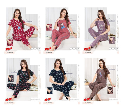 Print El Ns 214 Mnt Sinker Pyjama Night Suits Supplier Ahmedabad