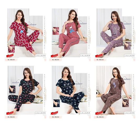 Print El Ns 214 Mnt Sinker Pyjama Night Suits Supplier Ahmedabad