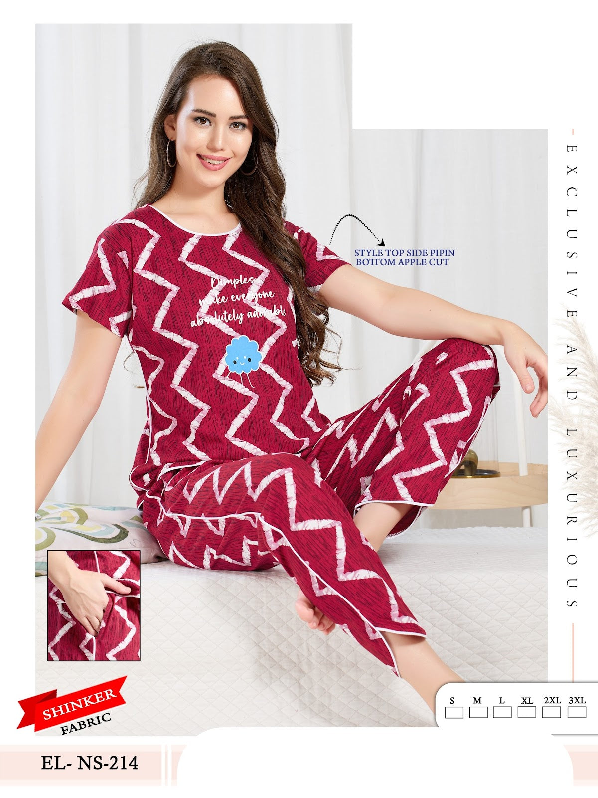 Print El Ns 214 Mnt Sinker Pyjama Night Suits Supplier Ahmedabad