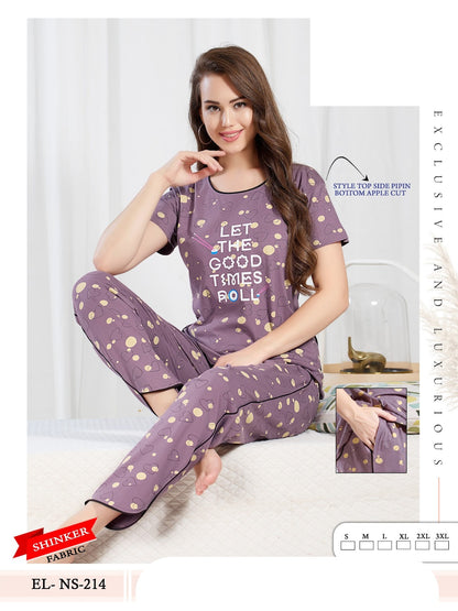 Print El Ns 214 Mnt Sinker Pyjama Night Suits Supplier Ahmedabad