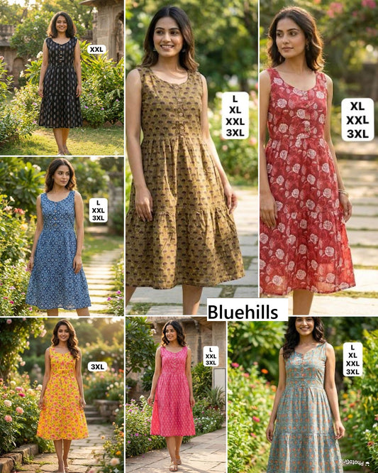 Print Midi Bluehills Cotton One Piece Manufacturer