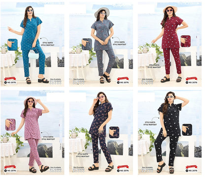 Print Ns 2076 Mnt Sinker Kurta Night Suits Exporter Ahmedabad