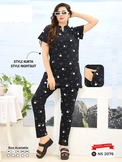 Print Ns 2076 Mnt Sinker Kurta Night Suits Exporter Ahmedabad