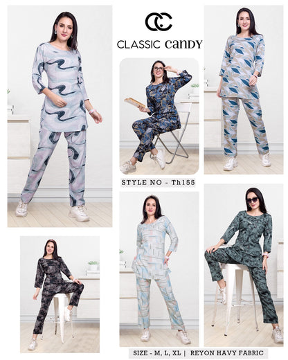 Print Th 155 Classic Candy Rayon Co Ord Set Wholesaler India