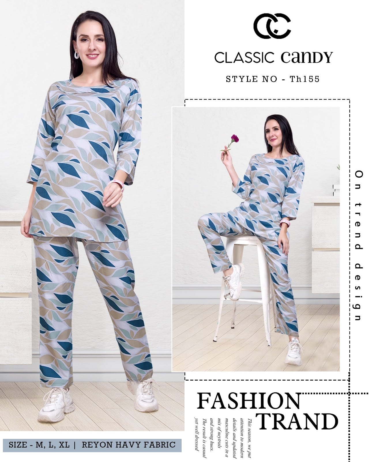 Print Th 155 Classic Candy Rayon Co Ord Set Wholesaler India