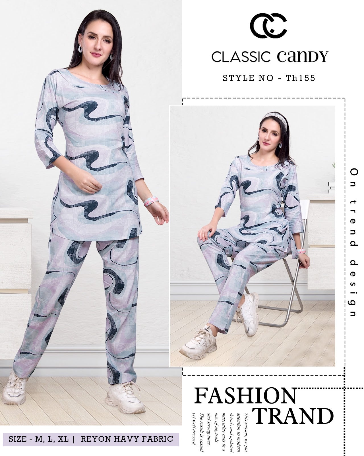 Print Th 155 Classic Candy Rayon Co Ord Set Wholesaler India