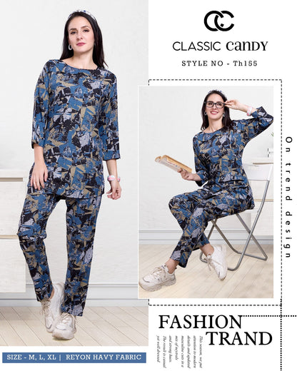 Print Th 155 Classic Candy Rayon Co Ord Set Wholesaler India
