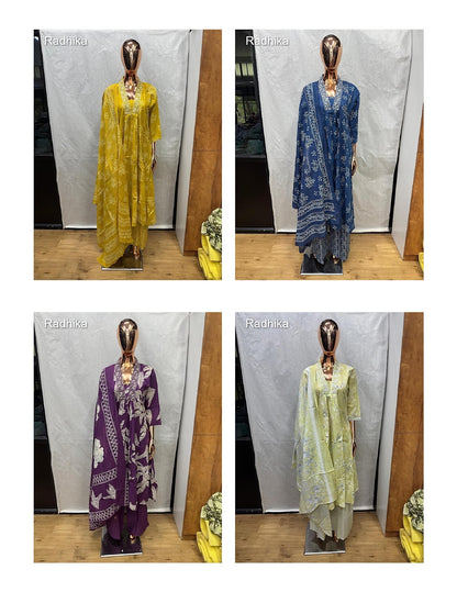Print To Plain Radhika Cotton Readymade Plazzo Style Suits Wholesaler