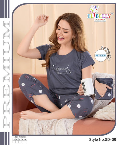 Print To Plain Vol 652 Belly Sinker Capri Night Suits Exporter Gujarat