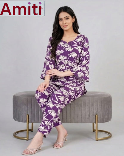 Print To Print 0204 Amiti Cotton Rayon Co Ord Set Wholesale Price