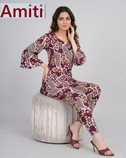 Print To Print 0204 Amiti Cotton Rayon Co Ord Set Wholesale Price