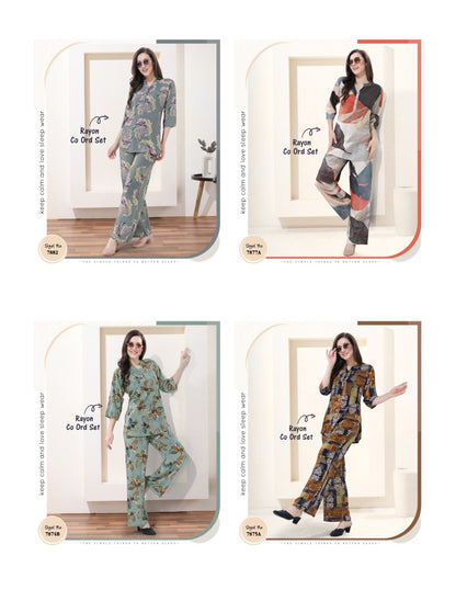 Print To Print 0411 Belly Reyon Co Ord Set Exporter Gujarat