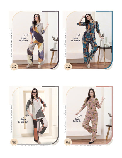 Print To Print 0411 Belly Reyon Co Ord Set Exporter Gujarat