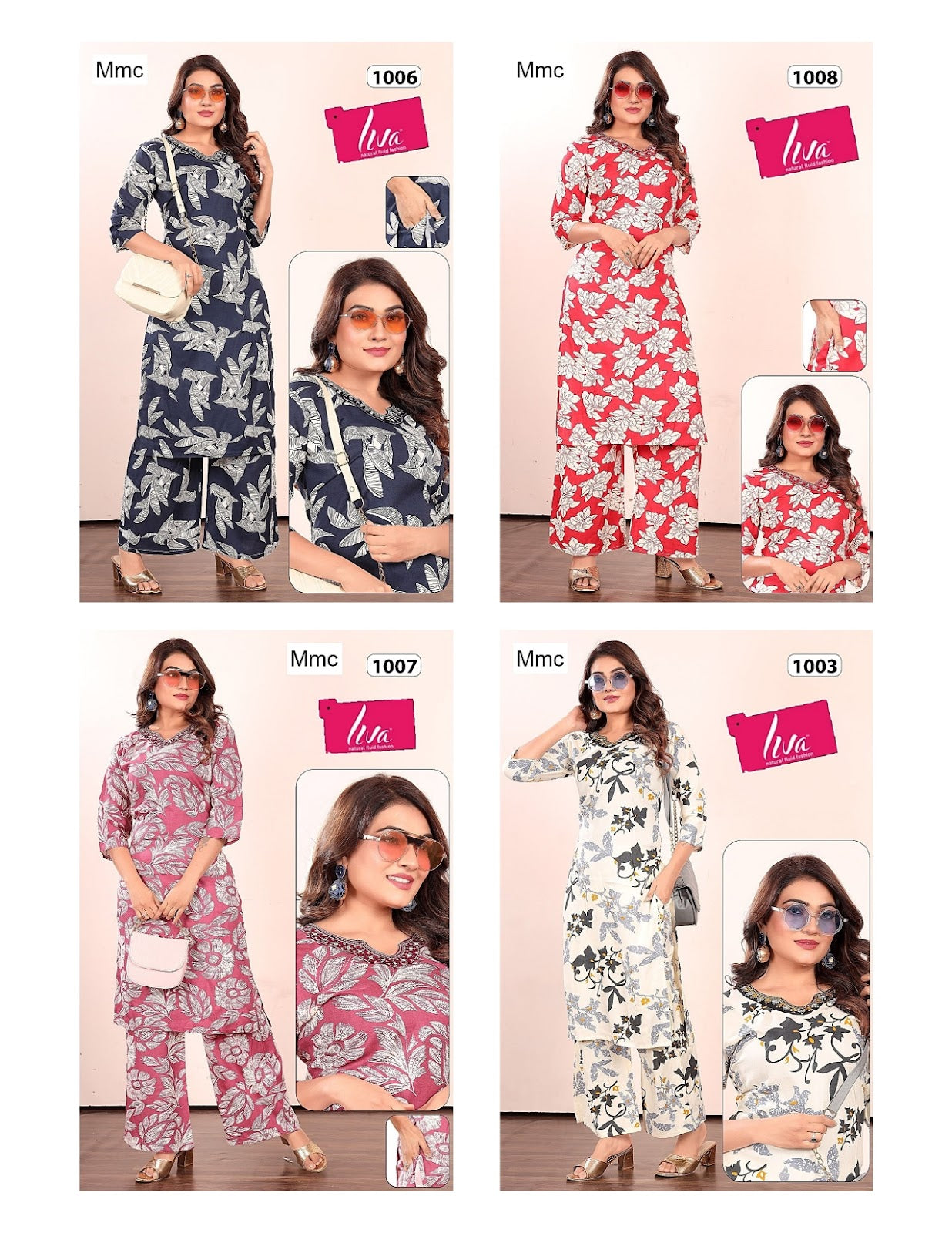 Print To Print 0808 Mmc Liva Rayon Kurti Plazzo Set Wholesale