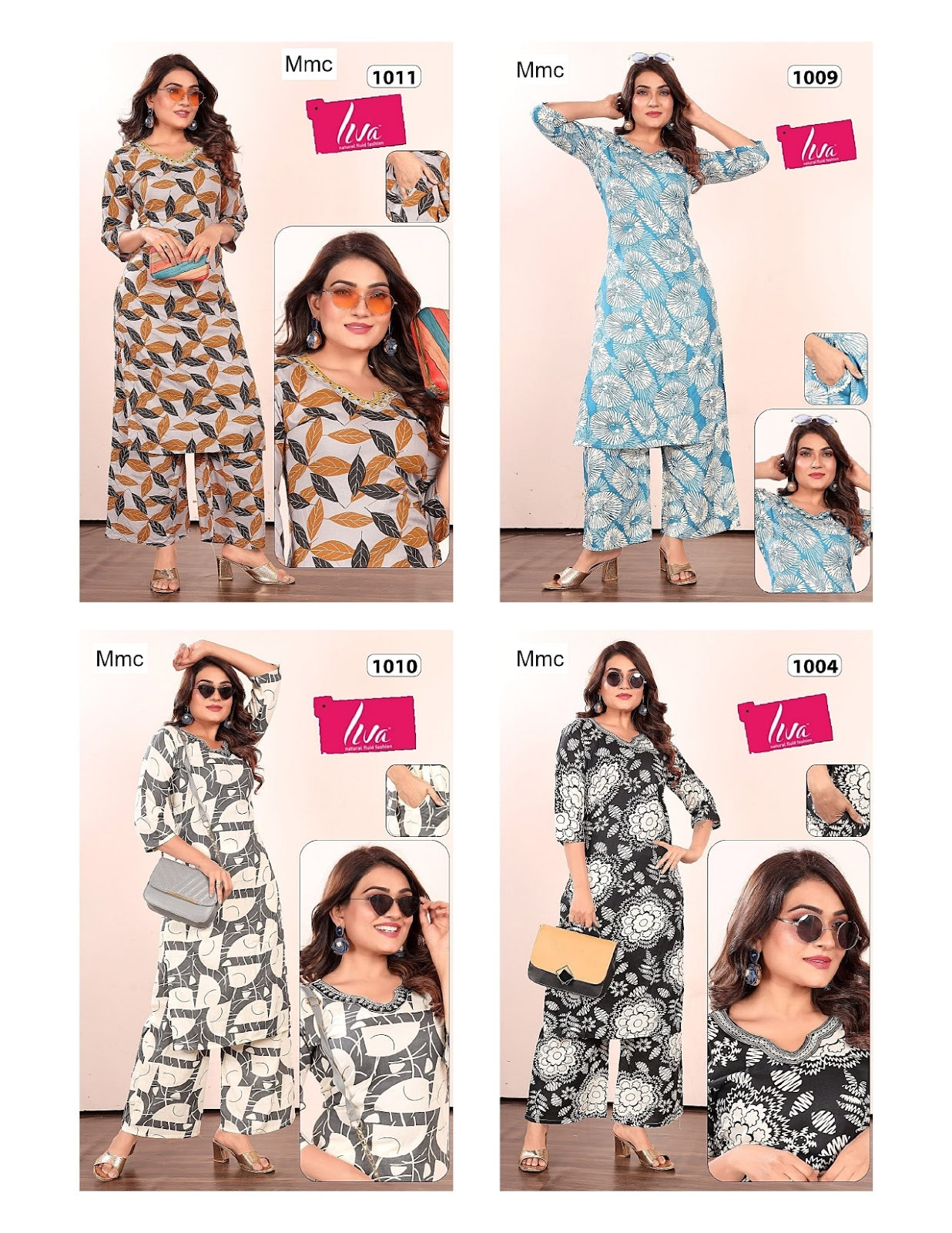 Print To Print 0808 Mmc Liva Rayon Kurti Plazzo Set Wholesale