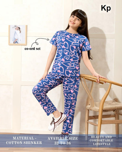 Print To Print 0909 Kp Cotton Girls Co Ord Set Supplier India