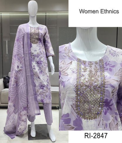 Print To Print 1007 Women Ethnics Readymade Cotton Pant Suits Supplier