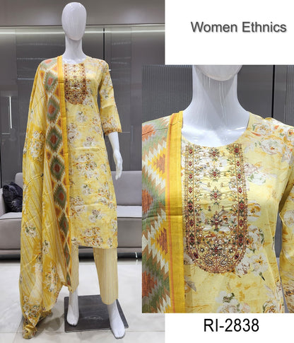Print To Print 1007 Women Ethnics Readymade Cotton Pant Suits Supplier