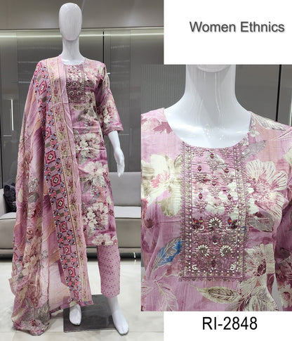 Print To Print 1007 Women Ethnics Readymade Cotton Pant Suits Supplier