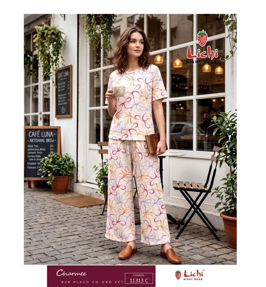 Print To Print 11313 Lichi Cotton Plazzo Night Suits Wholesale