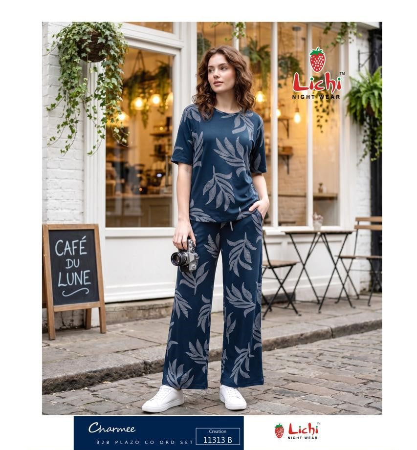 Print To Print 11313 Lichi Cotton Plazzo Night Suits Wholesale