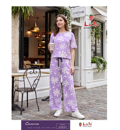 Print To Print 11313 Lichi Cotton Plazzo Night Suits Wholesale