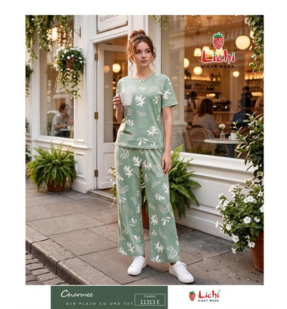 Print To Print 11313 Lichi Cotton Plazzo Night Suits Wholesale