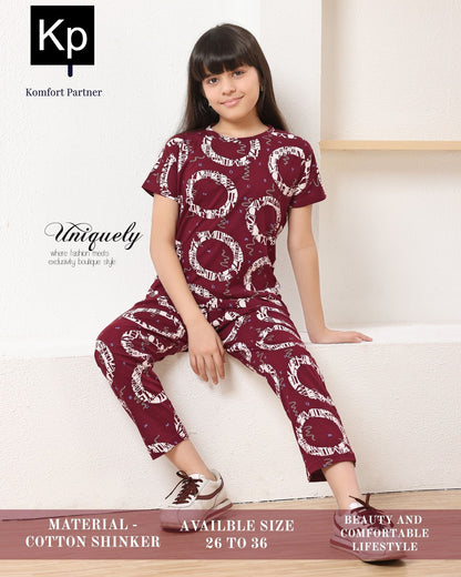 Print To Print 131225 Kp Cotton Girls Night Suits Manufacturer India