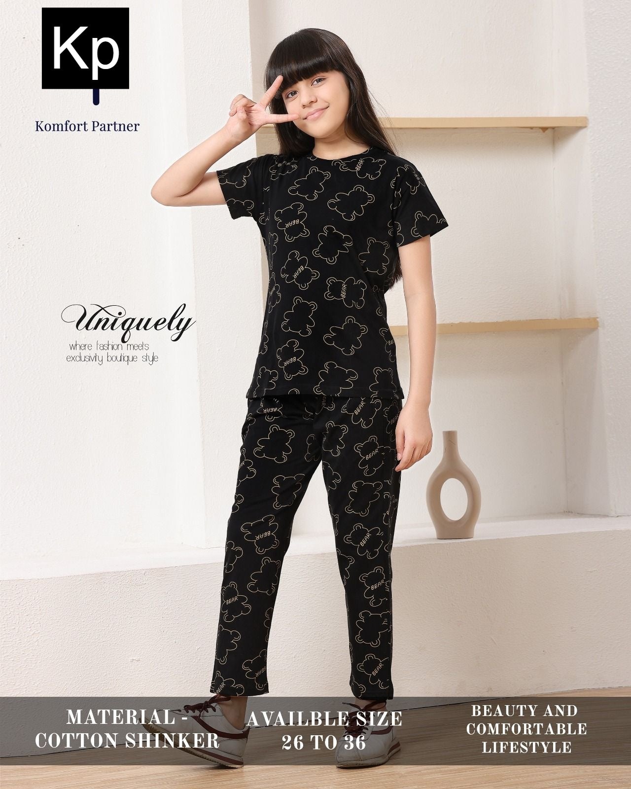 Print To Print 131225 Kp Cotton Girls Night Suits Manufacturer India