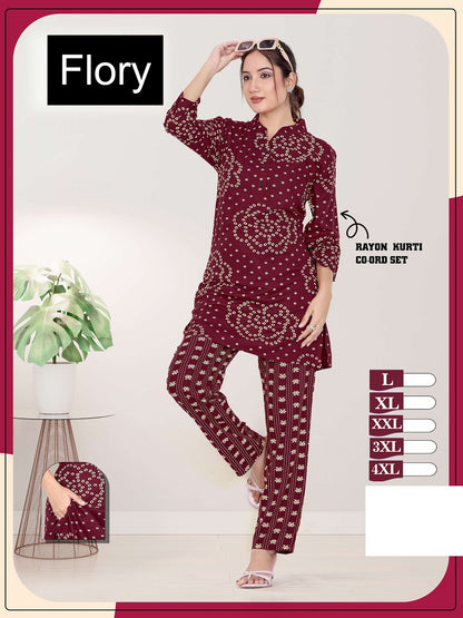Print To Print 141026 Flory Rayon Co Ord Set Exporter India