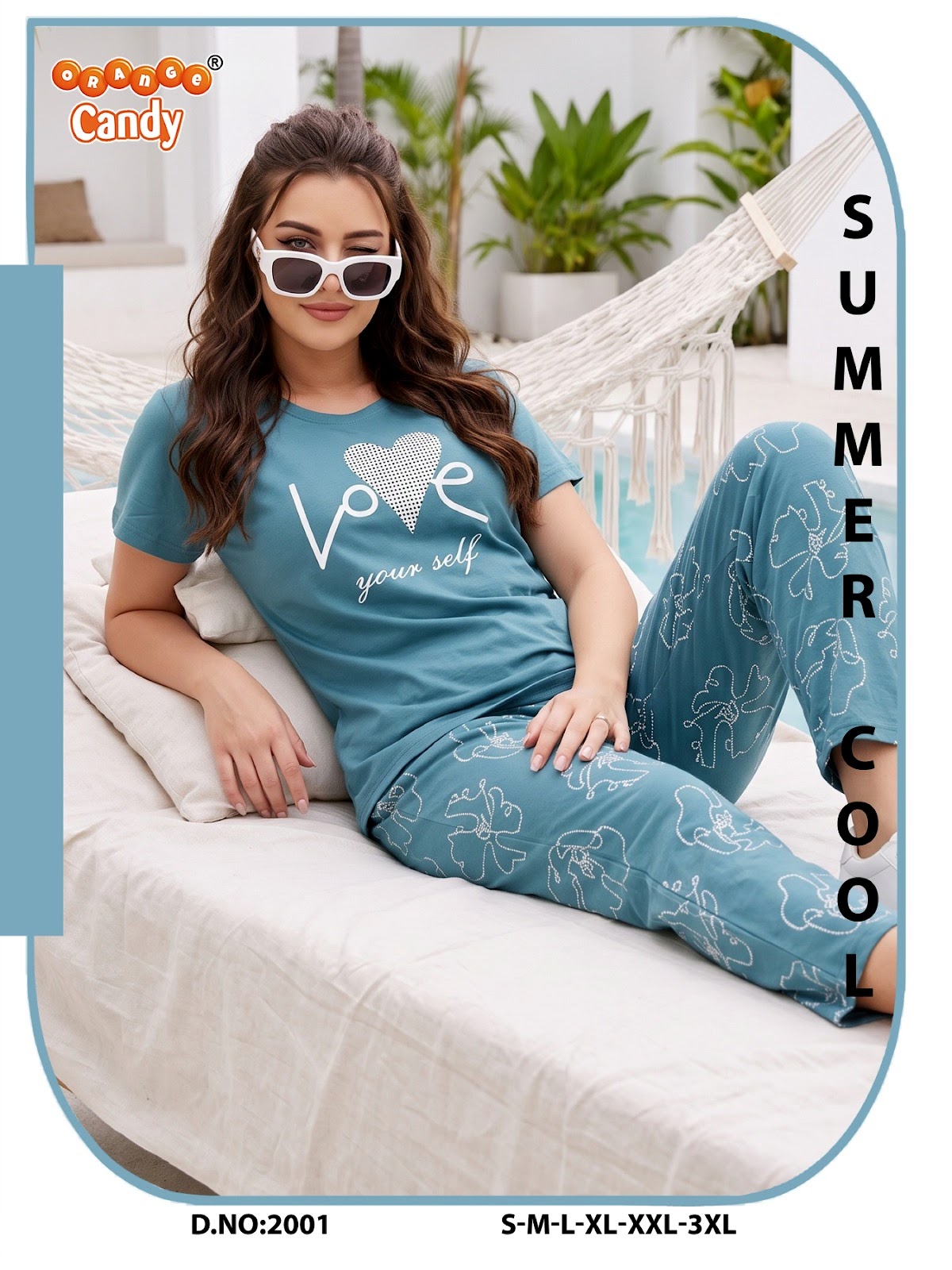 Print To Print 2001 Orange Candy Pyjama Night Suits Manufacturer India