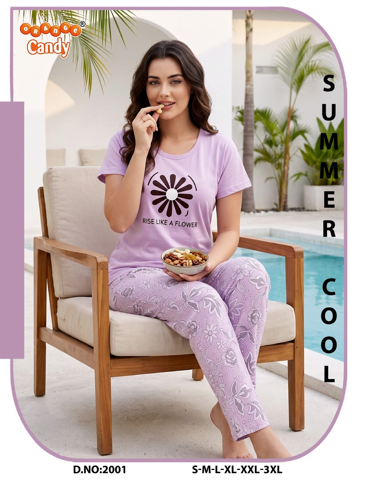 Print To Print 2001 Orange Candy Pyjama Night Suits Manufacturer India