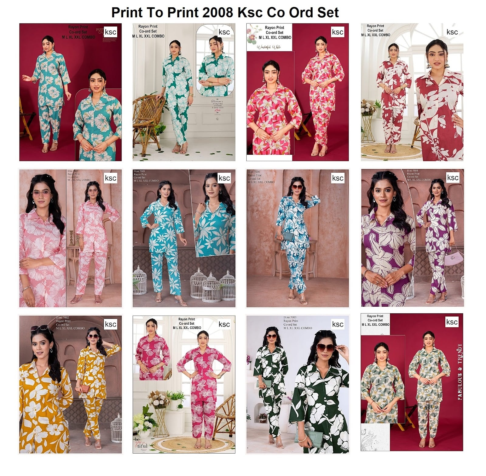 Print To Print 2008 Ksc Rayon Co Ord Set Supplier